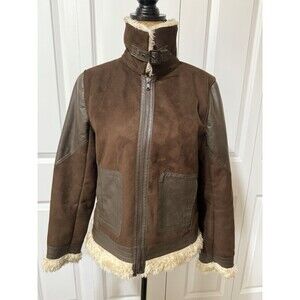 Womens Giacca Suede Faux Fur Jacket M